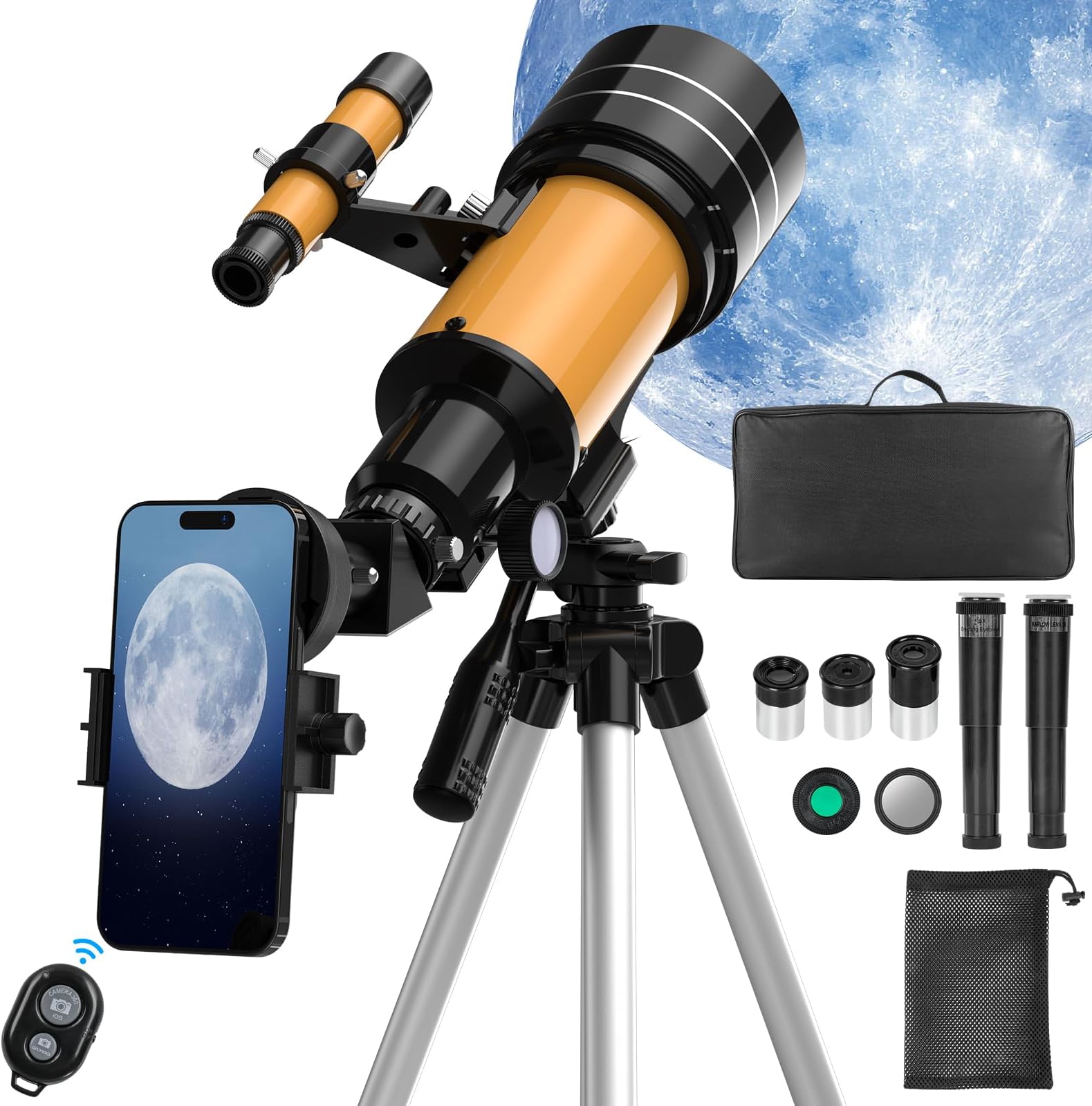 Teleskop Astronomie, 70/400mm Teleskop für Kinder & Einsteiger ...